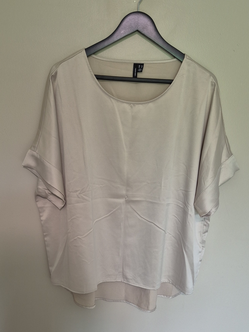 Vero Moda Cream Short Sleeve Scoop Neck Blouse